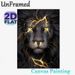 Lightning Black Lion Painting Poster, Mysterious Dark Fantasy Style Poster, Striking Design With Glowing Golden Lightning Accents, Ideal For Living_maomaolike.com