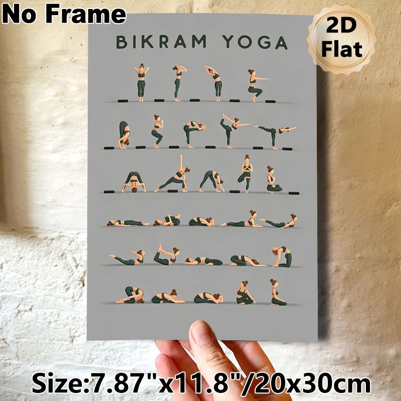 Bikram Yoga Painting Poster, Minimalist Flat-style Yoga Poses Illustration Poster, Clear Pose Guide For Yoga Practice, Ideal For Home Gym And Yoga_maomaolike.com