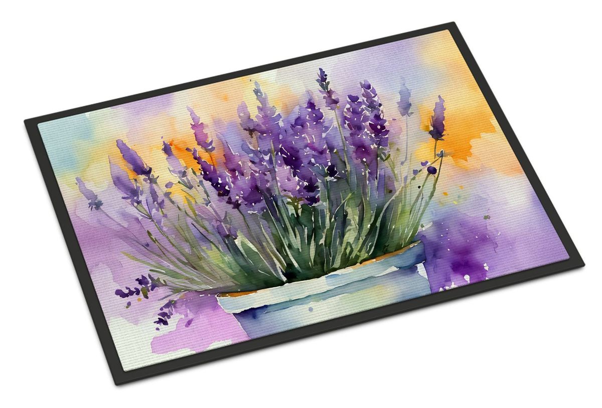 Lavender In Watercolor Doormat Front Door Mat Indoor Outdoor Rugs For Entryway, Non Slip Washable Low Pile, 24H X 36W_maomaolike.com