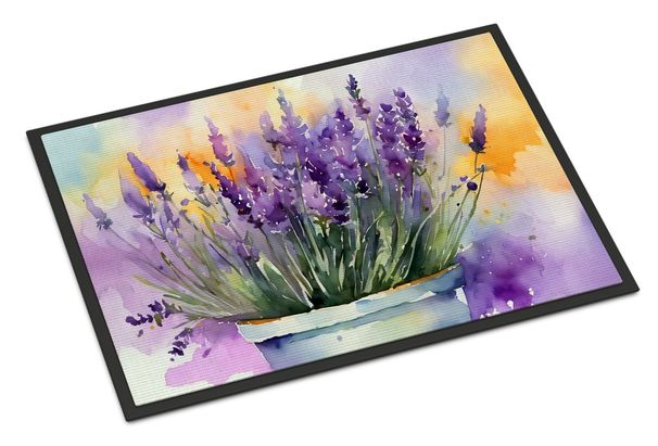 Lavender In Watercolor Doormat Front Door Mat Indoor Outdoor Rugs For Entryway, Non Slip Washable Low Pile, 24H X 36W_maomaolike.com