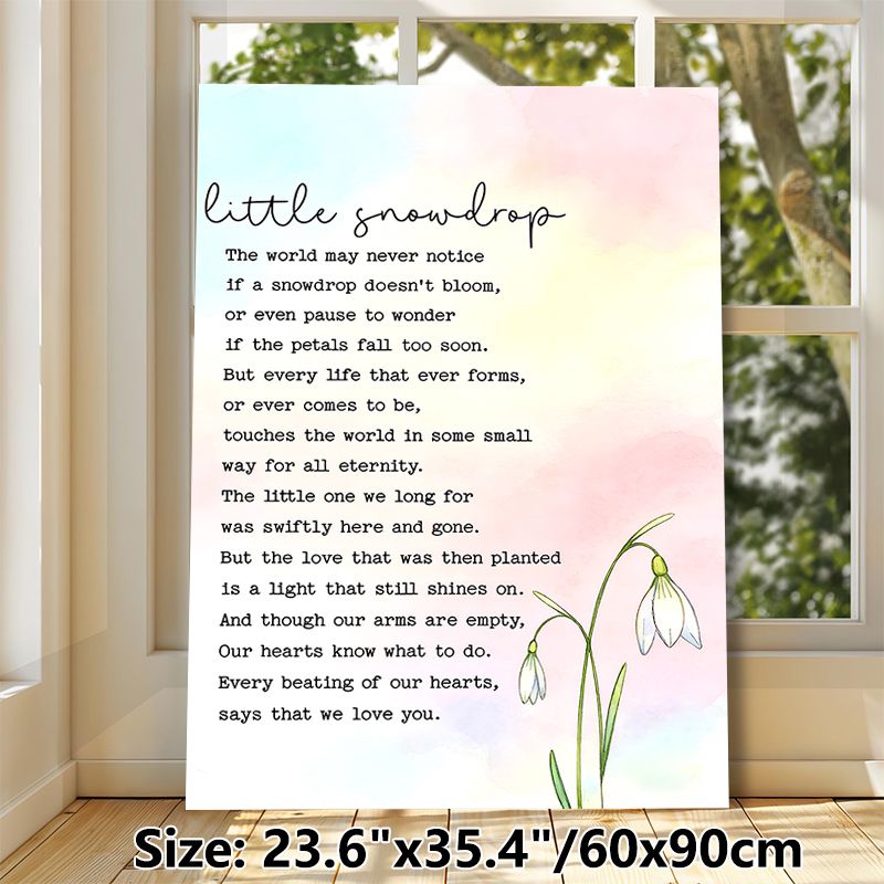 Snowdrop Poem Painting Poster, Gentle Watercolor Floral Poster, Heartfelt Sentimental Verse With Delicate Snowdrop Blooms, Suitable For Cozy Home Wall_maomaolike.com
