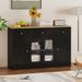 55 Inch Large Buffet Sideboard Kitchen Storage Cabinet With 3 Drawers 2 See-through Doors Adjustable Shelves Wine Bar Table_maomaolike.com