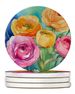 Ranunculus In Watercolor Large Sandstone Coasters Pack Of 4 Absorbent Round Coasters Decor Gifts For Men Or Women, 4 In, Multicolor_maomaolike.com