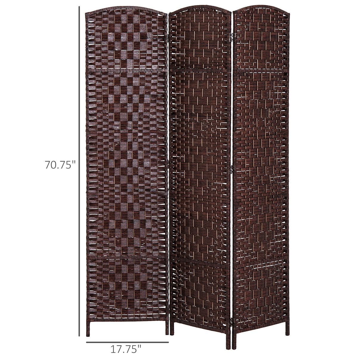 Room Divider, 3 Panel Folding Privacy Screen, 6FT Tall Portable Wicker Weave Partition Wall Divider For Bedroom, Home Office, Brown_maomaolike.com