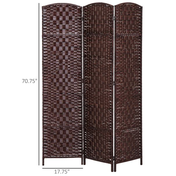 Room Divider, 3 Panel Folding Privacy Screen, 6FT Tall Portable Wicker Weave Partition Wall Divider For Bedroom, Home Office, Brown_maomaolike.com