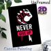 Motivational Fist Painting Poster, Bold Graphic Black, White & Red Fist With "Never Give Up" Text Poster, Inspirational Wall Decor For Home Office_maomaolike.com