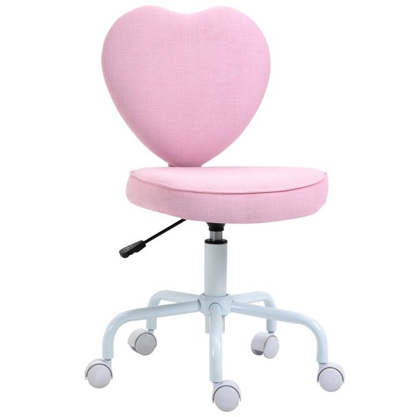 Heart Love Shaped Back Design Office Chair With Adjustable Height, Pink_maomaolike.com