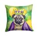 Pug King Of Mardi Gras Throw Pillow Machine Washable, Indoor Outdoor Decorative Pillow For Couch, Bed Or Patio, 14Hx14W_maomaolike.com