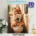 Pomeranian Dog Painting Poster, Warm-toned Whimsical Pet Scene Poster, Funny Lighthearted Design Ideal For Bathroom Wall Decor_maomaolike.com