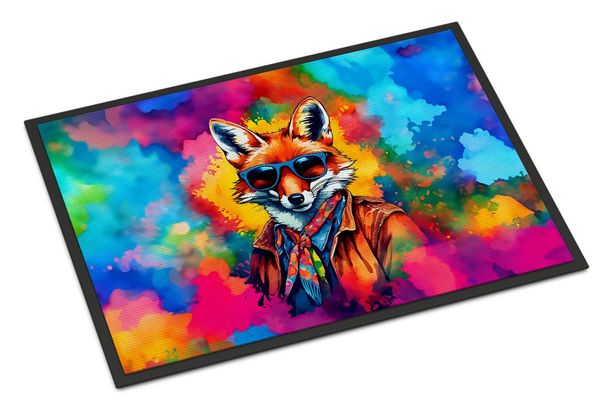 Hippie Animal Fox Doormat Front Door Mat Indoor Outdoor Rugs For Entryway, Non Slip Washable Low Pile, 24H X 36W_maomaolike.com