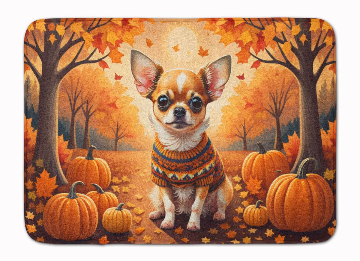 Chihuahua Fall Memory Foam Kitchen Mat Machine Washable Anti-Fatigue Mat Cushion Comfort Bath Mat Or Kitchen Rug_maomaolike.com