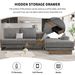 114" L-shaped Sofa Sectional Sofa With Two USB Ports And Two Power Sockets, A Storage Drawer And A Reversible Chaise Lounge For Living Room_maomaolike.com