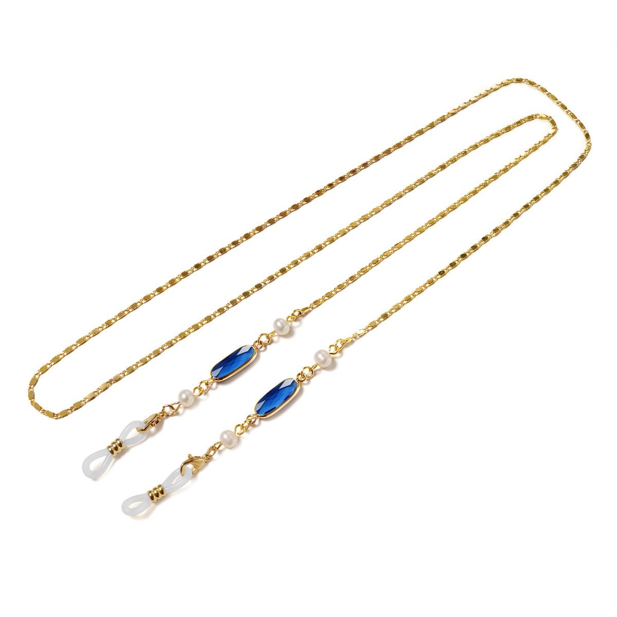 Unisex Gold plated metal copper glasses chain mask lanyard headset lanyard Glasses lanyard - long crystal pearl_maomaolike.com