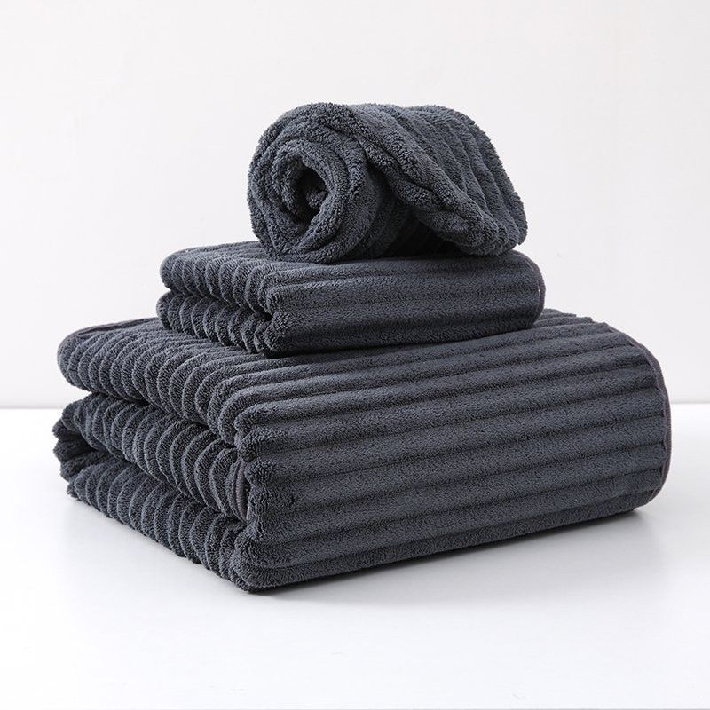 Micro Fiber Large Bath Towel Absorbent Quick Drying Towel Three Piece Set Coral Velvet Wave Pattern Home Adult Quick Drying Beach Towel_maomaolike.com