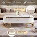 Modern Oval Coffee Table With Drawers,Curved Profile Design, Gold Metal Decor, Center Table For Living Room In 47.2"_maomaolike.com