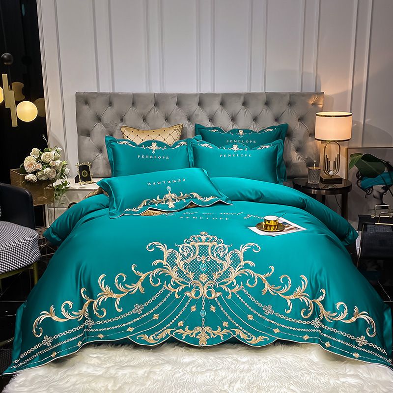 New A-Side Antibacterial Washed Silk B-Side Pure Cotton Embroidered Four-Piece Set - Ouya Series_maomaolike.com