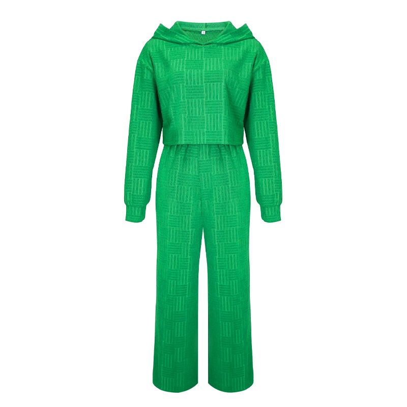Women's Clothing casual fashion long sleeved hooded sweatshirt wide leg pants two piece set_maomaolike.com