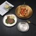 Stainless Steel Disc Barbecue Home Gold Tray Cake Fruit Shallow Plate, Restaurant Bone Spatter Plate_maomaolike.com