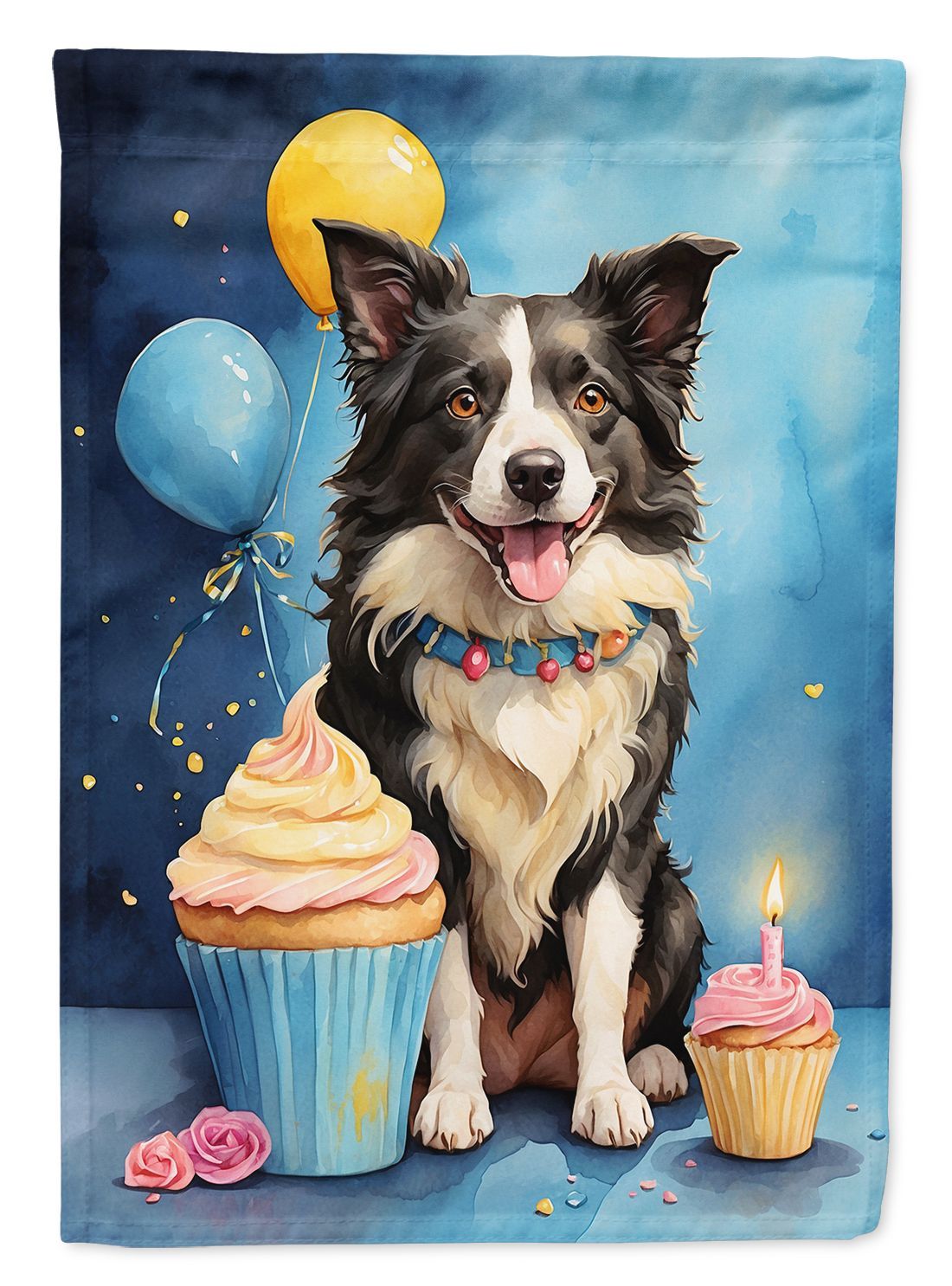 Border Collie Happy Birthday Garden Flag Mailbox Flag Decorative Yard Flag Banner Outside Patio Artwork Yard Flower Beds, Garden Size, Multicolor_maomaolike.com