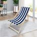Populus Wood Folding Sling Chair With Dark Blue Stripe - Adjustable Chaise Lounge Chair_maomaolike.com