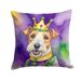 Fox Terrier King Of Mardi Gras Throw Pillow Machine Washable, Indoor Outdoor Decorative Pillow For Couch, Bed Or Patio, 18Hx18W_maomaolike.com