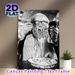 Spaghetti Feasting Painting Poster, Vintage Monochrome Scene Poster, Playful Nostalgic Design Featuring Man Enjoying Messy Spaghetti Feast, Ideal For_maomaolike.com
