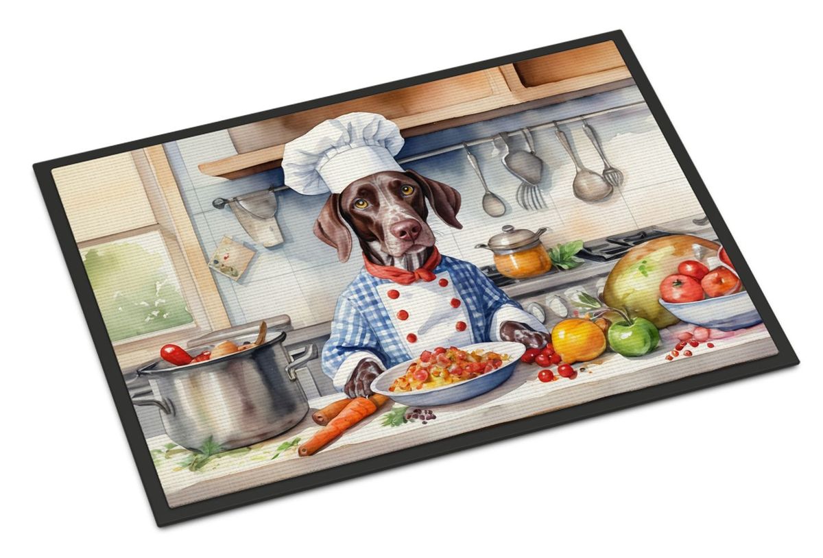 German Shorthaired Pointer The Chef Doormat Front Door Mat Indoor Outdoor Rugs For Entryway, Non Slip Washable Low Pile, 24H X 36W_maomaolike.com
