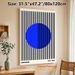 Bauhaus Geometric Painting Poster, Minimalist Bold Blue Circle & Vertical Stripes Abstract Poster, Sleek Modern Decor Piece For Living Room, Office_maomaolike.com