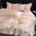 2026 New Luxury High-End Thickened Simple Four-Piece Floral Embroidered Duvet Cover Sheet Bed Skirt Bedding Set 4-piece Set_maomaolike.com