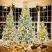 Pre-Lit Spruce Snow Flocked Christmas Tree Set-4 Ft, 6 Ft, 7.5 Ft Artificial Hinged Xmas Tree With 800 Warm-Yellow & Colorful LED Lights, 8 Flashing Modes, Holiday Office Home Décor_maomaolike.com