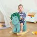 Kids Plush Ride-On Rocking Horse Triceratops-shaped Plush Toy Rocker With Realistic Sounds For Child 36-72 Months Dark Green_maomaolike.com
