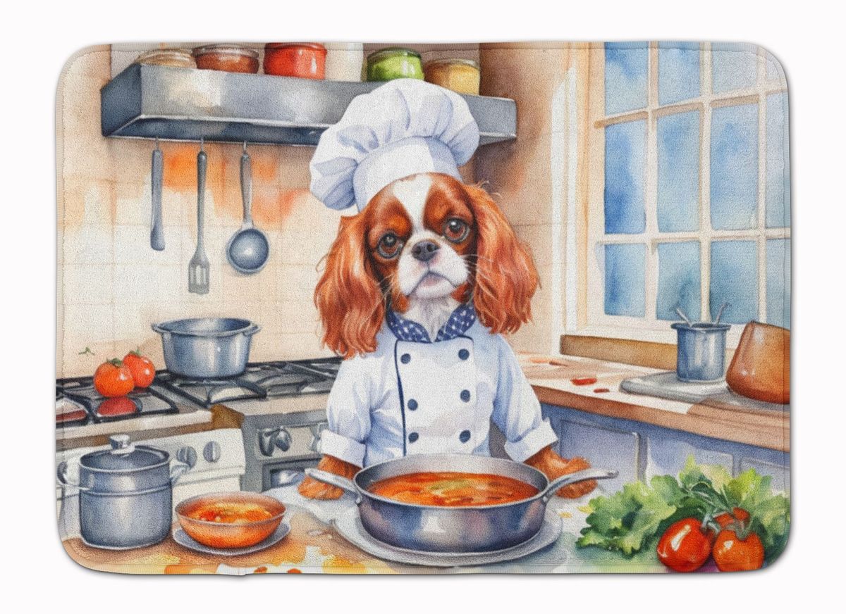 Cavalier Spaniel The Chef Memory Foam Kitchen Mat Machine Washable Anti-Fatigue Mat Cushion Comfort Bath Mat Or Kitchen Rug_maomaolike.com