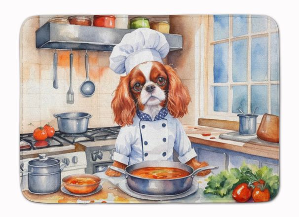 Cavalier Spaniel The Chef Memory Foam Kitchen Mat Machine Washable Anti-Fatigue Mat Cushion Comfort Bath Mat Or Kitchen Rug_maomaolike.com
