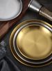 Korean Style 304 Stainless Steel Disc, Commercial Golden Barbecue Fruit Cake Tray, Meal Bone Plate, Shallow Plate_maomaolike.com