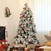 Pre-Lit Artificial Christmas Tree With Clear Lights And Tips, Snow Flocked Christmas Tree With Metal Stand, Hinged Xmas Tree For Home Office Holiday_maomaolike.com
