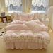2026 New Washed Cotton Bedding For Girls, Skirt, Sheet, Bed Cover, Princess Style Lace Trim Four-Piece Set_maomaolike.com