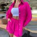 Women's Clothing ladies long-sleeved shorts loose casual women's clothing two-piece suit_maomaolike.com