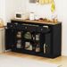 55 Inch Large Buffet Sideboard Kitchen Storage Cabinet With 3 Drawers 2 See-through Doors Adjustable Shelves Wine Bar Table_maomaolike.com