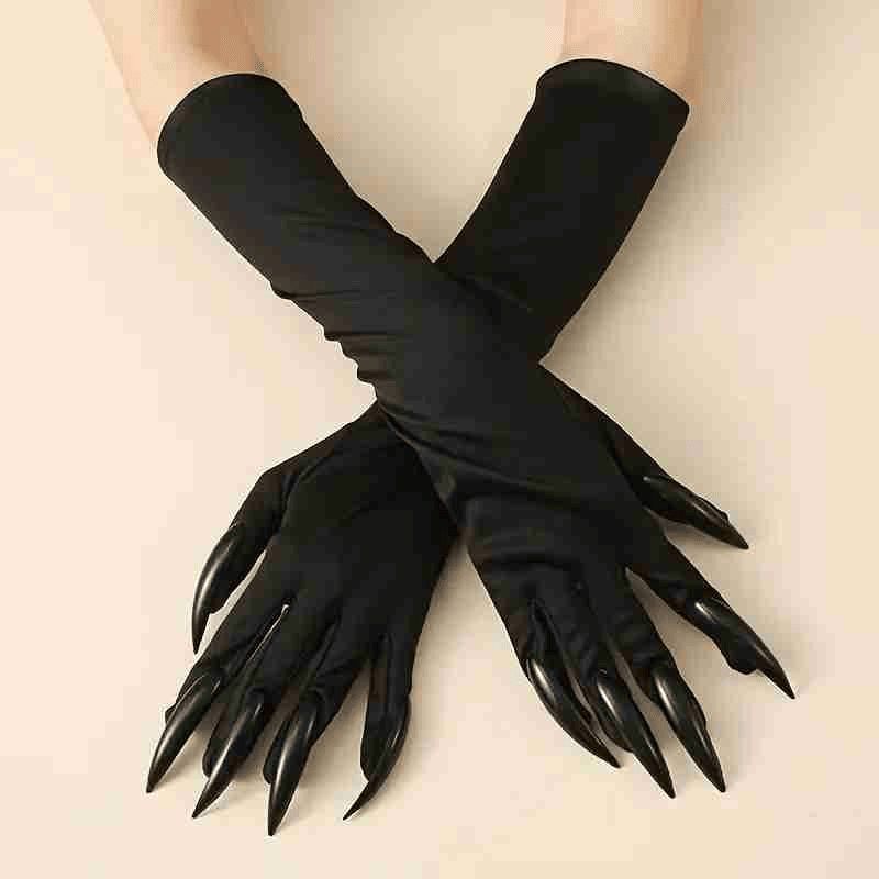 Halloween Costume Cat Woman Claw Gloves Paw Gloves Long Fingernails Black Party Gloves Cat Claws Halloween Prop Wolf Claws Glove Cosplay Costume(1 Pair)_maomaolike.com