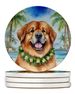 Tibetan Mastiff Luau Large Sandstone Coasters Pack Of 4 Absorbent Round Coasters Decor Gifts For Men Or Women, 4 In, Multicolor_maomaolike.com