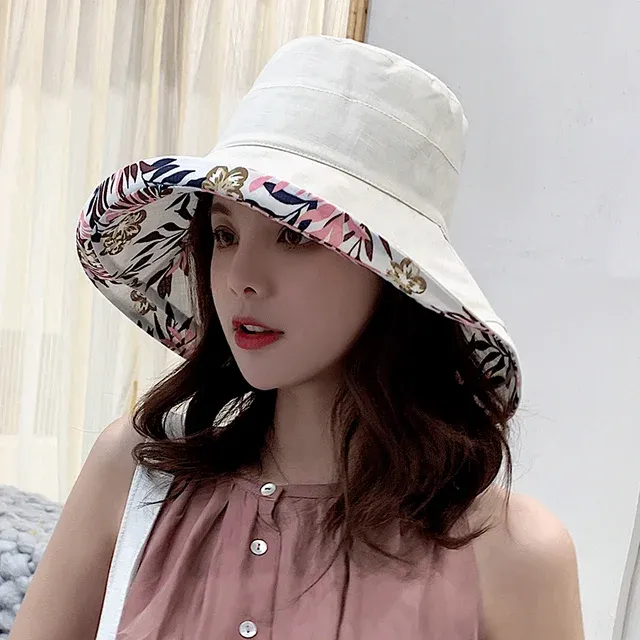 Hot Sale 2023 Women's Bucket hat Panamanian Women Four Seasons Big Brim Double-Sided Fisherman Hat Sun Visor C_maomaolike.com