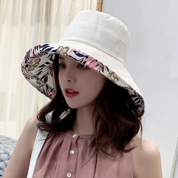 Hot Sale 2023 Women's Bucket hat Panamanian Women Four Seasons Big Brim Double-Sided Fisherman Hat Sun Visor C_maomaolike.com
