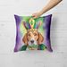 English Foxhound King Of Mardi Gras Throw Pillow Machine Washable, Indoor Outdoor Decorative Pillow For Couch, Bed Or Patio, 18Hx18W_maomaolike.com