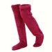 Thick Goose Down Leg Warmers Knee Pads Maternity And Elderly Women With Cold Legs Teddy Bears High And Long Leg Floor Socks Warm Feet_maomaolike.com