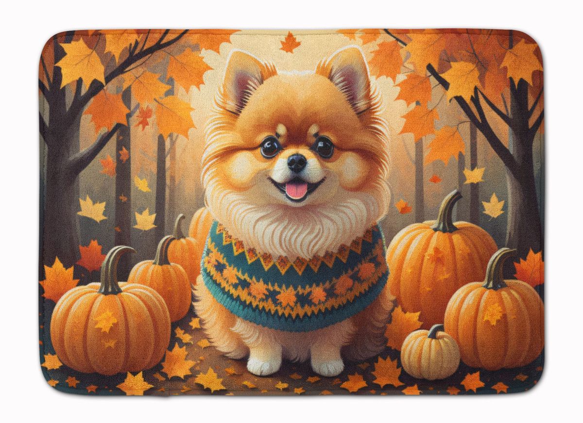 Pomeranian Fall Memory Foam Kitchen Mat Machine Washable Anti-Fatigue Mat Cushion Comfort Bath Mat Or Kitchen Rug_maomaolike.com