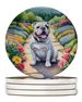 English Bulldog Spring Path Large Sandstone Coasters Pack Of 4 Absorbent Round Coasters Decor Gifts For Men Or Women, 4 In, Multicolor_maomaolike.com