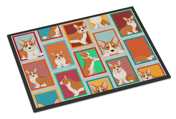 Lots Of Red Cardigan Corgi Doormat Front Door Mat Indoor Outdoor Rugs For Entryway, Non Slip Washable Low Pile, 24H X 36W_maomaolike.com