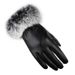Women's warm gloves autumn and winter PU leather rabbit fur touch screen outdoor cycling plus velvet thickened winter gloves_maomaolike.com