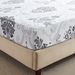 Grey White Floral Paisley Polyester 3D Printed Fitted Bed Sheet Set With Elastic Edges For Twin, Full, Queen, King Size_maomaolike.com