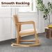 Rocking Chair With Slatted Back And Curved Armrests,with Solid Rubber Wood Linen Fabric High-density Sponge_maomaolike.com
